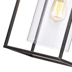 Lincoln 1-Light Black Lantern Rectangle Pendant With Glass Shade by Maxax -Maxax Elegant store black maxax chandeliers mx19047 1 p 76 1000