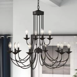 Boise 12 -Light Candle Style Classic Chandelier with Wrought Iron Accents by Maxax