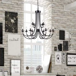 Boise 12 -Light Candle Style Classic Chandelier with Wrought Iron Accents by Maxax -Maxax Elegant store black maxax chandeliers mx19071 12 p c3 1000