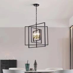 Alaska 4 -Light Lantern Square Chandelier by Maxax -Maxax Elegant store black maxax chandeliers mx19079 4 p 4f 1000