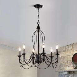 Boise 6 -Light Candle Style Classic Chandelier with Wrought Iron by Maxax -Maxax Elegant store black maxax chandeliers mx19085 6bk p 1d 1000