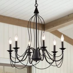 Boise 6 -Light Candle Style Classic Chandelier with Wrought Iron by Maxax -Maxax Elegant store black maxax chandeliers mx19085 6bk p 4f 1000