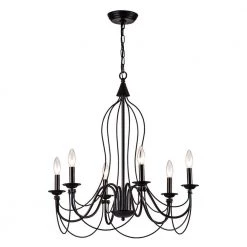 Boise 6 -Light Candle Style Classic Chandelier with Wrought Iron by Maxax