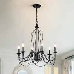 Boise 6 -Light Candle Style Classic Chandelier with Wrought Iron by Maxax -Maxax Elegant store black maxax chandeliers mx19085 6bk p 66 1000