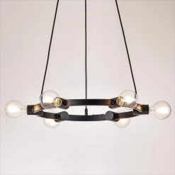 Bismarck 6 -Light Black Candle Style Wagon Wheel Chandelier with Wrought Iron Accents by Maxax