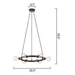 Bismarck 6 -Light Black Candle Style Wagon Wheel Chandelier with Wrought Iron Accents by Maxax -Maxax Elegant store black maxax chandeliers mx19109 6bk p c3 1000