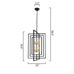 Alaska 8-Light Black/Gold Lantern and Candle Style Geometric Black and Gold Chandelier With Wrought Iron Accents by Maxax -Maxax Elegant store black maxax chandeliers mx19117 8bg p c3 1000