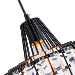 Brecksville 1-Light Black Single Drum Pendant with Crystal Accents by Maxax -Maxax Elegant store black maxax chandeliers mx19128 1bk p 44 1000