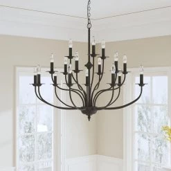 Boise 18-Light Candle Style Traditional Chandelier with Wrought Iron Accents by Maxax -Maxax Elegant store black maxax chandeliers mx19134 18bk p 1f 1000