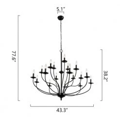 Boise 18-Light Candle Style Traditional Chandelier with Wrought Iron Accents by Maxax -Maxax Elegant store black maxax chandeliers mx19134 18bk p c3 1000