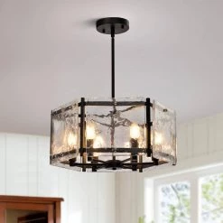 St. Louis 6-Light Black Unique Drum Chandelier by Maxax -Maxax Elegant store black maxax chandeliers mx2002 p6bz 4f 1000