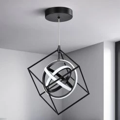 Boston 3 - Light Black Unique Square/Rectangle Integrated LED Chandelier by Maxax