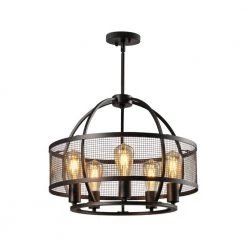 St Paul 5 -Light Black Unique Drum Chandelier by Maxax