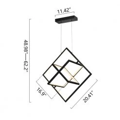 Carson 3-Light Black Lantern Square Integrated LED Pendant by Maxax -Maxax Elegant store black maxax chandeliers mx21038 p3bk c3 1000