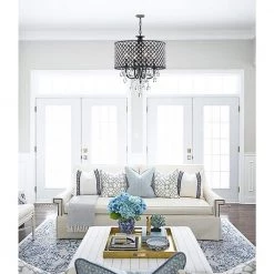 Indianapolis 4-Light Black Candle Style Drum Chandelier with Crystal Accents by Maxax -Maxax Elegant store black maxax chandeliers mxsu 4 p c3 1000