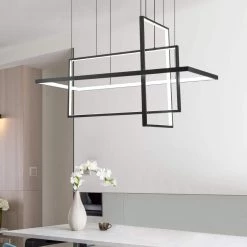 Boston 3 - Light Integrated LED Black Kitchen Island Chandelier with Wrought Iron Accents by Maxax -Maxax Elegant store black maxax chandeliers yx 13 1f 1000