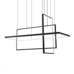 Boston 3 - Light Integrated LED Black Kitchen Island Chandelier with Wrought Iron Accents by Maxax