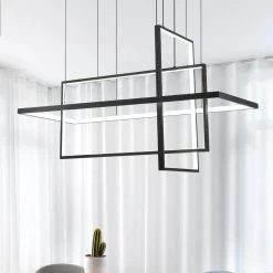 Boston 3 - Light Integrated LED Black Kitchen Island Chandelier with Wrought Iron Accents by Maxax -Maxax Elegant store black maxax chandeliers yx 13 66 1000