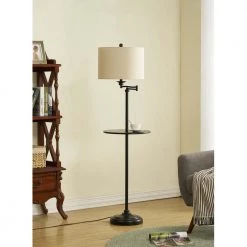 New York 60 in. Black Tray Table Floor Lamp by Maxax