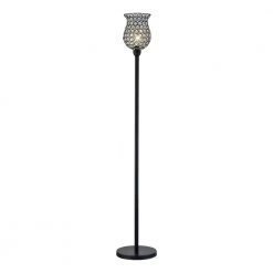 Oklahoma 59 in. Black Torchiere Floor Lamp with Crystal Shade by Maxax