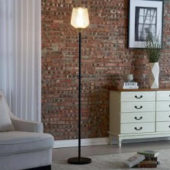 Olympia 70 in. Black Torchiere Floor Lamp With Glass Shade by Maxax