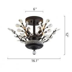 Jackson 4-Light 16.1 in. Black Chandelier Style Tiered Semi Flush Mount with Crystal Accents by Maxax 11 Jackson 4-Light 16.1 in. Black Chandelier Style Tiered Semi Flush Mount with Crystal Accents by Maxax -Maxax Elegant store black maxax flush mount lights 19159 4bk 4f 1000