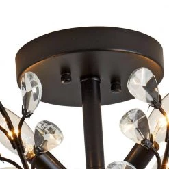 Jackson 4-Light 16.1 in. Black Chandelier Style Tiered Semi Flush Mount with Crystal Accents by Maxax 15 Jackson 4-Light 16.1 in. Black Chandelier Style Tiered Semi Flush Mount with Crystal Accents by Maxax -Maxax Elegant store black maxax flush mount lights 19159 4bk 76 1000