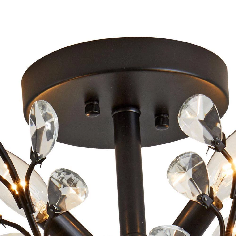 Jackson 4-Light 16.1 in. Black Chandelier Style Tiered Semi Flush Mount with Crystal Accents by Maxax 8 Jackson 4-Light 16.1 in. Black Chandelier Style Tiered Semi Flush Mount with Crystal Accents by Maxax - Image 8
