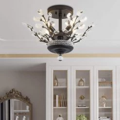 Jackson 4-Light 16.1 in. Black Chandelier Style Tiered Semi Flush Mount with Crystal Accents by Maxax 10 Jackson 4-Light 16.1 in. Black Chandelier Style Tiered Semi Flush Mount with Crystal Accents by Maxax -Maxax Elegant store black maxax flush mount lights 19159 4bk c3 1000