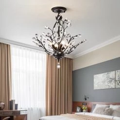 Chicago 18.1 in. 4-Light Black Unique/Statement Tiered Semi Flush Mount With Crystal Accents by Maxax -Maxax Elegant store black maxax flush mount lights mx19046fm 4 p 1f 1000