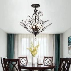 Chicago 18.1 in. 4-Light Black Unique/Statement Tiered Semi Flush Mount With Crystal Accents by Maxax -Maxax Elegant store black maxax flush mount lights mx19046fm 4 p c3 1000