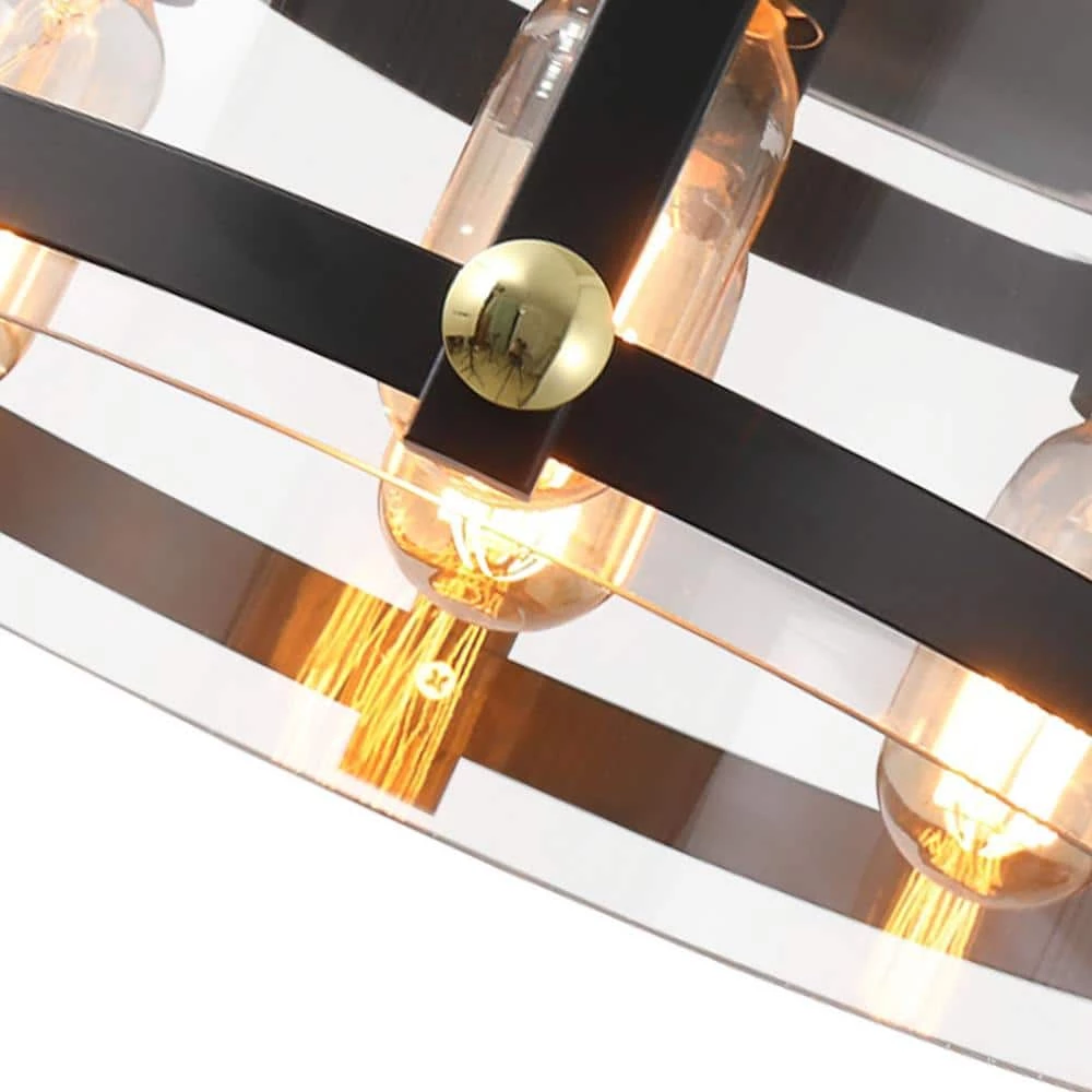 Raleigh 4 - Light 16.8 in. Black Drum Flush Mount With Glass Shade by Maxax 6 Raleigh 4 - Light 16.8 in. Black Drum Flush Mount With Glass Shade by Maxax - Image 6