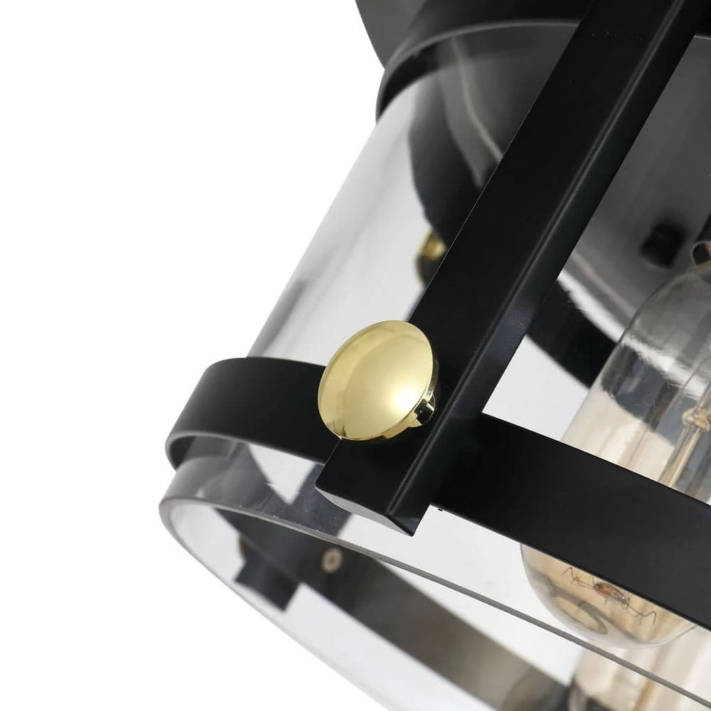 Raleigh 4 - Light 16.8 in. Black Drum Flush Mount With Glass Shade by Maxax 5 Raleigh 4 - Light 16.8 in. Black Drum Flush Mount With Glass Shade by Maxax - Image 5