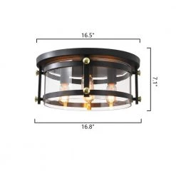 Raleigh 4 - Light 16.8 in. Black Drum Flush Mount With Glass Shade by Maxax 11 Raleigh 4 - Light 16.8 in. Black Drum Flush Mount With Glass Shade by Maxax -Maxax Elegant store black maxax flush mount lights mx19105 4bk c 66 1000