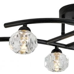 St. Louis 6-Light 7.4 in. Black Sputnik Geometric Semi Flush Mount by Maxax -Maxax Elegant store black maxax flush mount lights mx19121 6bk p 4f 1000