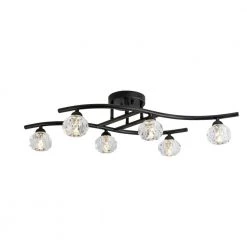 St. Louis 6-Light 7.4 in. Black Sputnik Geometric Semi Flush Mount by Maxax