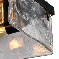 Raleigh 2-Light 11.81 in. Black Flush Mount with Water Glass Shade by Maxax -Maxax Elegant store black maxax flush mount lights mx2002 c2 1f 1000