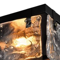 Raleigh 2-Light 11.81 in. Black Flush Mount with Water Glass Shade by Maxax -Maxax Elegant store black maxax flush mount lights mx2002 c2 4f 1000