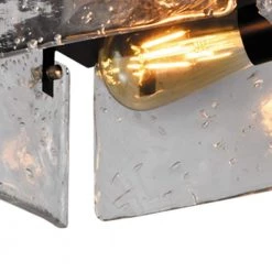 Raleigh 2-Light 11.81 in. Black Flush Mount with Water Glass Shade by Maxax -Maxax Elegant store black maxax flush mount lights mx2002 c2 c3 1000