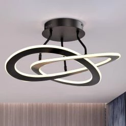Carson 2 - Light 21.7'' Black Unique/Statement Circle LED Semi Flush Mount by Maxax -Maxax Elegant store black maxax flush mount lights mx2012 c3 4f 1000