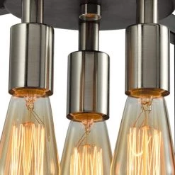 Santa Fe 3-Light 14.57 in. Black Unique/Statement Square/Rectangle Flush Mount by Maxax -Maxax Elegant store black maxax flush mount lights mx21028 3bk 1f 1000