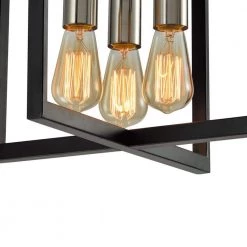 Santa Fe 3-Light 14.57 in. Black Unique/Statement Square/Rectangle Flush Mount by Maxax -Maxax Elegant store black maxax flush mount lights mx21028 3bk 4f 1000