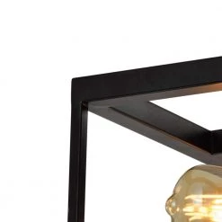 Springfield 4-Light 15 in. Black Lantern Square/Rectangle Flush Mount by Maxax -Maxax Elegant store black maxax flush mount lights mx21030 4bk 4f 1000