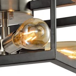 Springfield 4-Light 15 in. Black Lantern Square/Rectangle Flush Mount by Maxax -Maxax Elegant store black maxax flush mount lights mx21030 4bk c3 1000