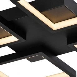 Boston 4-Light 19.18 in. Black Unique/Statement Square/Rectangle LED Semi-Flush Mount by Maxax -Maxax Elegant store black maxax flush mount lights mx21040 c4bk 1f 1000