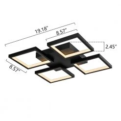 Boston 4-Light 19.18 in. Black Unique/Statement Square/Rectangle LED Semi-Flush Mount by Maxax -Maxax Elegant store black maxax flush mount lights mx21040 c4bk 40 1000