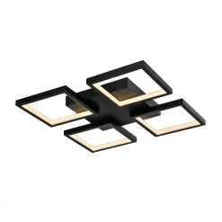 Boston 4-Light 19.18 in. Black Unique/Statement Square/Rectangle LED Semi-Flush Mount by Maxax