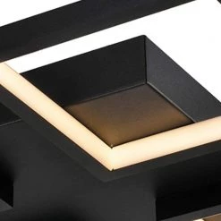 Boston 4-Light 19.18 in. Black Unique/Statement Square/Rectangle LED Semi-Flush Mount by Maxax -Maxax Elegant store black maxax flush mount lights mx21040 c4bk c3 1000