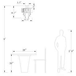 Indianapolis 17.3 in. 5-Light Black Semi Flush Mount With Crystals by Maxax -Maxax Elegant store black maxax flush mount lights mxsu 5bk fm p 4f 1000