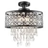 Indianapolis 17.3 in. 5-Light Black Semi Flush Mount With Crystals by Maxax